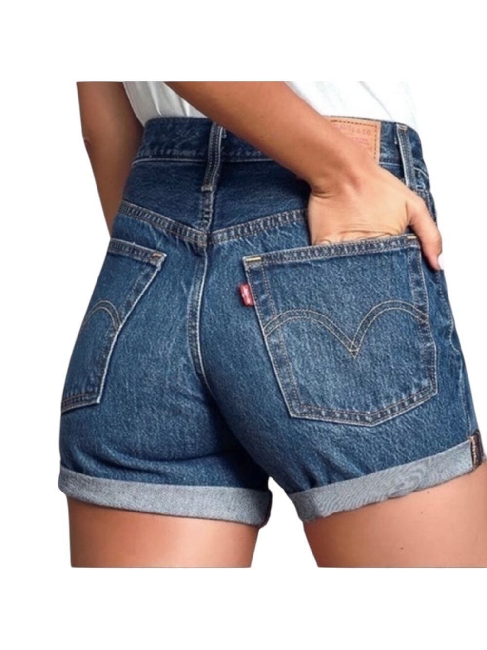Levi’s 501 Button Fly Raw Hem Jeans Shorts Size 26
